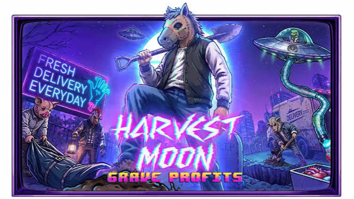 Tampilan visual slot Harvest Moon Grave Profits dengan tema horor sci-fi yang mencekam